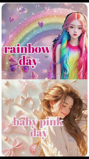 Rainbow day🌈🆚 Baby pink day🩷#short video #trending song #fashion ❤️ tips #new vlog #stylish video #