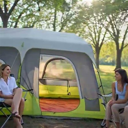 9 Person Instant Cabin Tent, 14 x 9 ft Family Camping Tent with Pre Attached Poles