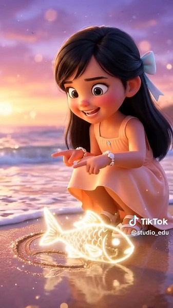 Menggambar di Pasir Pantai || Gambarnya jadi hidup #animasianak #maindipantai #gambarlucu #ikan #animationforkids Video kartun untuk anak anak