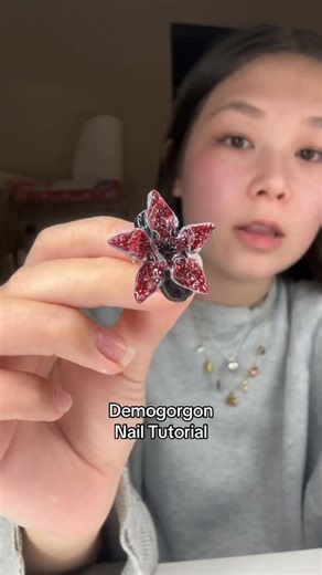 Lily on Instagram: "demogorgan nail tutorial! #strangerthings #nailart #trending"