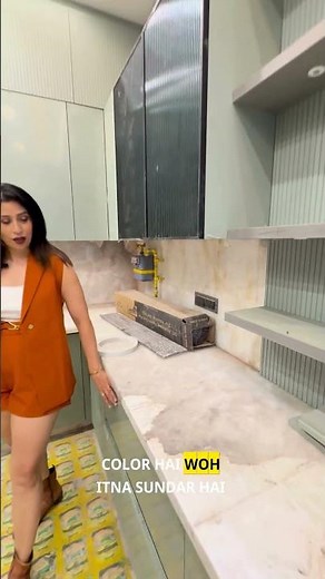 Kitchen with a backlit countertop