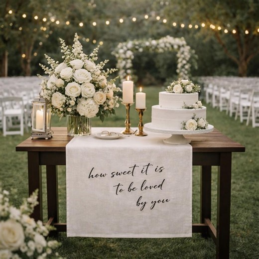 Romantic Wedding Table Runner With Love Quote, Custom Name Table Runner, Personalized Sweetheart Table Decor, Wedding Reception Linen - Etsy UK