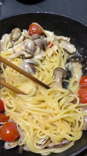 残ったアクアパッツァを使ってパスタにしました😊 #あさり #パスタ#アクアパッツァ#うまい#簡単