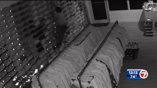 Thief caught on camera burglarizing Miami shoe store, leaves with 20 left sneakers - WSVN 7News | Miami News, Weather, Sports | Fort Lauderdale