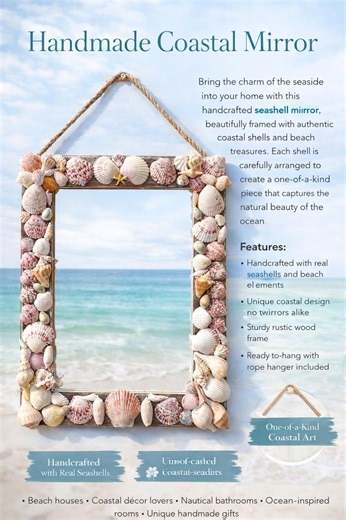 Rectangle Wood Nautical Shell Mirror. Wall Mounted, Authentic Shells. Beach Decor. Coststal Decor. - Etsy Australia