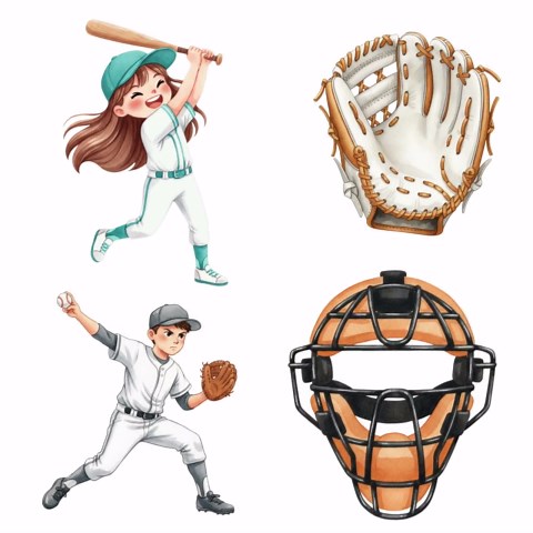Baseball Clipart, Watercolor Baseball Kids Players PNG, Bat Glove Jersey, Boys Birthday Party, Sports Graphics, Softball Png, Commercial Use - Etsy