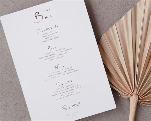 Editable Wedding Bar Menu Template – Modern Minimalist Drink List (digital Download) - Etsy