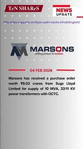 Marsons | 04 FEB 2026 | #bse #nse #marketnews #News #Marsons #Electrical #Equipment #Electric