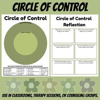 Circle of Control Worksheets Set | Sorting Activity + Reflection Page | SEL