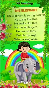 The Elephant Nursery Rhyme || The Elephant poems for kids learning || Kids learning poem