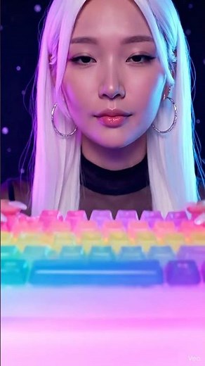 AI Avatar Eats a RAINBOW Jelly Keyboard 🌈🤖 #shortsfeed #aiasmr #ai #asmr #satisfying #shorts #aiart