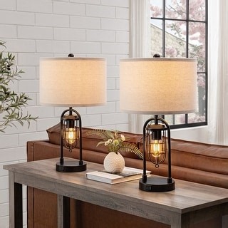 KAWOTI 21.5 inch Table Lamp Set with Night Light and USB Ports, Bulbs - Bed Bath & Beyond - 36220430