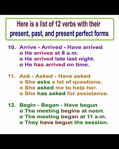 15K views · 279 reactions | Here is a list of 12 verbs with their...