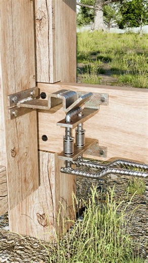 Automatic gate locking mechanism. #gates #metalworking