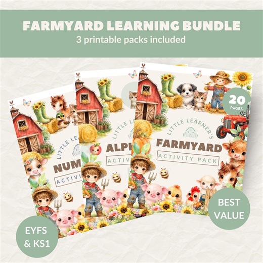 Farmyard Learning Bundle Printable | EYFS KS1 Activity Pack | Numbers Alphabet Maths | Reception & Year 1 Kids | Educational Resource - Etsy UK