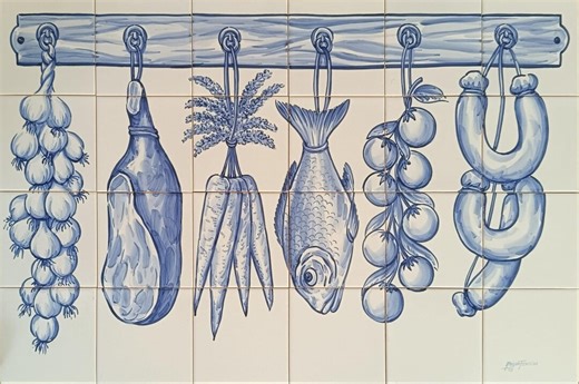 Hand Painted Kitchen Tiles "hanging Foods" | Ref. PT2346 - Etsy