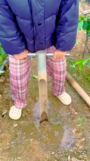 Manual Soil Drilling Process Using a Hand Operated Ground Auger Tool #shorts
