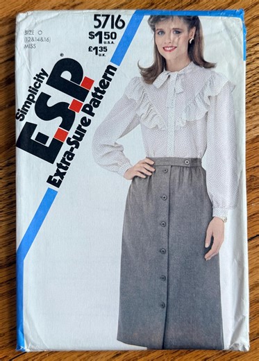 Vintage 80s Women's Button Front Skirt & Blouse Sewing Pattern - Simplicity 5716 FF (bust 34-38") - Etsy