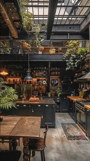 "Inside a Stunning Dark Industrial Loft Kitchen ✨ #shorts #KitchenGoals #LoftKitchen