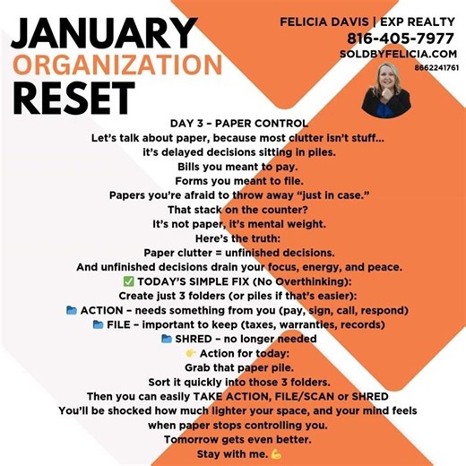 JANUARY ORGANIZATION RESET DAY 3 PAPER CONTROL