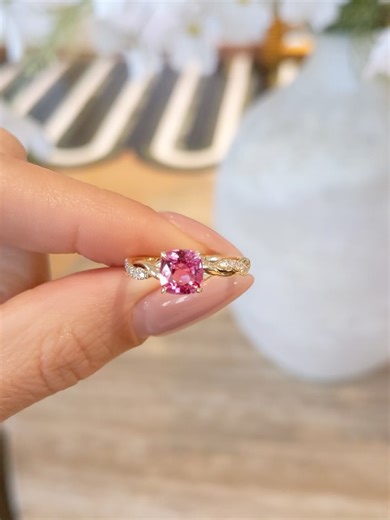 The Natural Sapphire Company on Instagram: "💗Twist of Diamonds, Made Yours💗 A 14K yellow gold pavé ring setting is ready for your custom design. Shown here with a 1.34 Ct. cushion pink sapphire from a previous creation. Choose a gemstone from our collection. Wax models available on request. DM us for full details💗 ✈️ Free worldwide shipping ✉️ DM for pricing details and inquiries 🧾Item ID: This item has sold 🏷️ The setting ID: JS1656Y14"