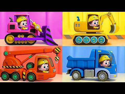 Wheels on the Construction Trucks | Digger, Mixer, Crane | Nursery Rhymes & Kids Songs | BabyBus