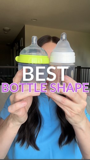 If you’re breastfeeding and are thinking of introducing a bottle to your baby how are you supposed to know which one will cause the least amount of confusion going from breast to bottle back to breast? Use this tip to help you feel out which bottle might work best! {also this rule like most rules with baby is not a blanket one size fits all! If you can get a deep latch with bottles shaped differently than keep doing what your baby likes best!!} #breastfeedingtips #breastfeedingsupport #breastfee