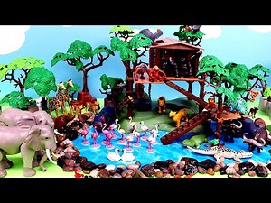 Fun Safari Diorama for Playmobil Animal Figurines - Learn Animal Names