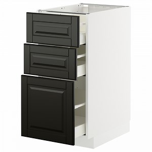 METOD / MAXIMERA base cabinet with 3 drawers, white/Bodbyn black, 40x60 cm  - IKEA Norway