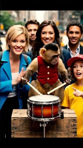 Monkey Drummer Steals the Show in Times Square 🐒🥁 | Only in New York!