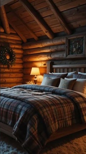 Cozy Winter Cabin Bedroom Ambience ❄️🔥 | Warm Lamp Light, Snowfall & Peaceful Sleep Vibes