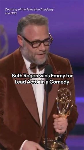 Seth Rogen receives his first Emmy award for Outstanding Lead Actor in a Comedy Series for “The Studio.” (🎥: Courtesy of the Television Academy and CBS) #Emmys | E! News