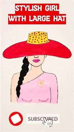 Stylish girl with a large hat drawing! 👒✨ #shorts #drawingforbeginners #shortsdrawing #kidsart #art
