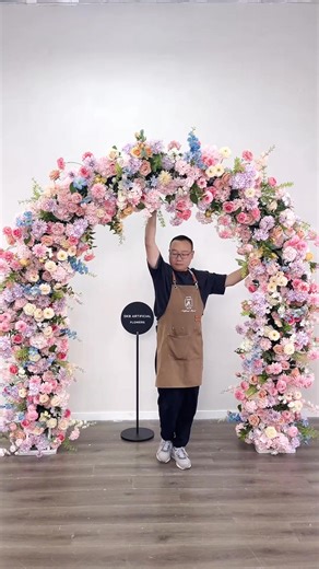 ARCH393💐Rainbow color round floral arch for summer wedding&event backdrop #dkbflower #flowerarch #rainbow #summerwedding #eventplanner | Artificial flowers（Fengqiu zhaogang silk flower factory）