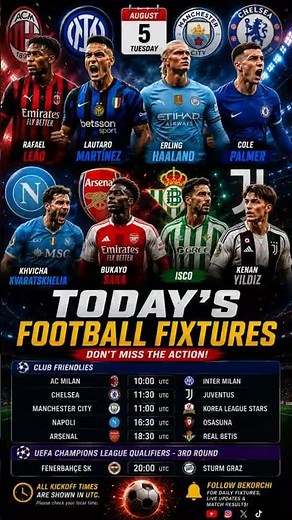 🔥 TODAY'S FOOTBALL FIXTURES | AC Milan, Inter, Man City, Chelsea, Arsenal & Juventus