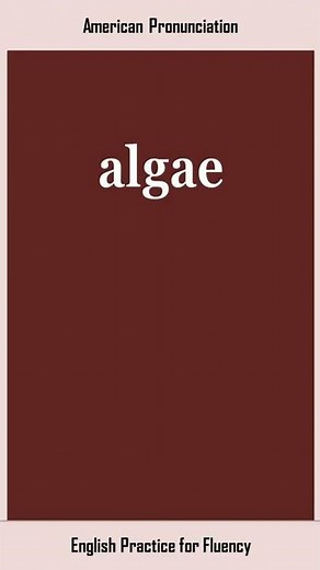 algae, How to Say or Pronounce ALGAE in American, British English, Pronunciation