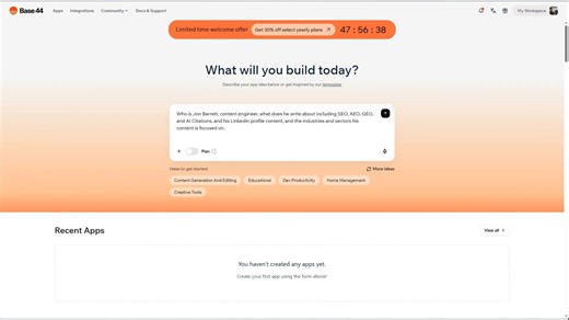 Base44 AI Content Creator Audit | Jon Barrett, Content Engineer