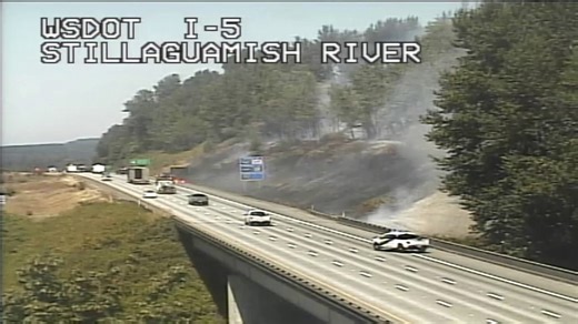 NB I-5 back open near Arlington after brush-fire related closure