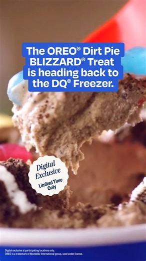 There’s still time to get the fan-fave OREO® Dirt Pie BLIZZARD Treat, only when you order in the DQ App. Don’t miss out on the most iconic summer treat to ever do it! | Dairy Queen