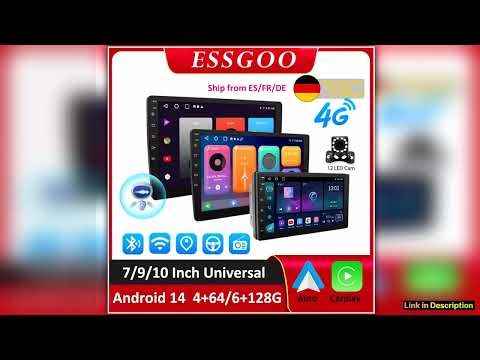 ESSGOO Car Radio Wireless Carplay Android Auto 2 Din 79 GPS Navigator MP5 Player Glass Screen WiFi