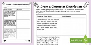 Draw a Character Description Activity Sheet