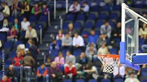 Ball misses the basket during a basketball workout athletes