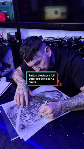 Full Outer Leg Tattoo Timelapse - 7.5 Hours