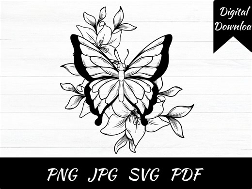 Floral Butterfly SVG, Flower Clipart Files for Cricut (digital Download) - Etsy