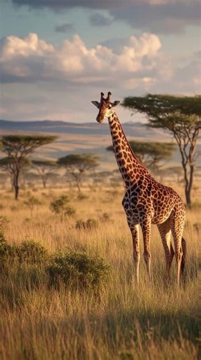 "Majestic Giraffe Grazing in the Savannah – Stunning Long Shot Wildlife" #wildlifeentertainment