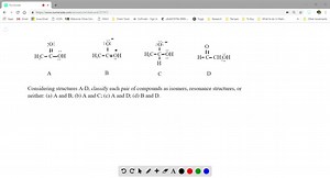 SOLVED:Considering structures A-D, classify each pair of compounds as isomers, resonance structures, or neither: (a) A and B ; (b) A and C ; (c) A and D ; (d) B and D.