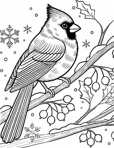 Christmas Cardinal Coloring Page | Winter Bird Digital Download | Instant Download - Etsy