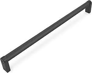 6 Pack 12-5/8 Inch(320mm) Matte Black Kitchen Cabinet Handles Knurled Cabinet Pulls Black Drawer Pulls Kitchen Hardware