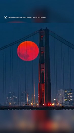 Shreenivasan Manievannan, who caught this footage of the rare super blue moon, said that “the hazy sky in San Francisco was the perfect background, making the moon look red due to the smoke from wildfires up in Northern California.” #reels #supermoon #moon #bluemoon #sanfrancisco #norcal | In The Know