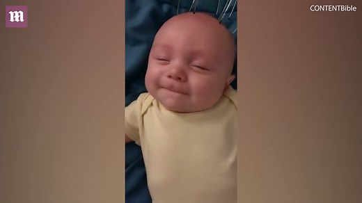 Baby has hilariously blissed out reaction to calming head scratcher